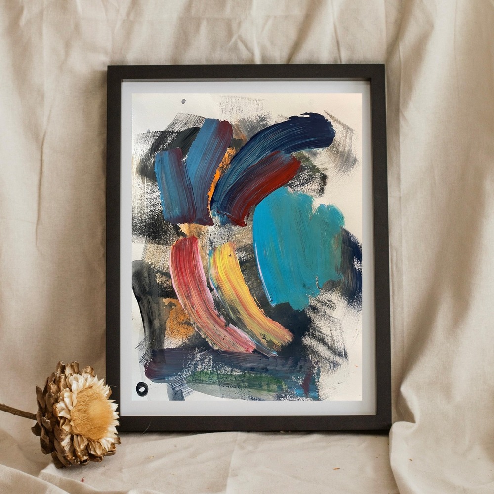 OMAN Original Painting Abstract Expressionist Contemporary Fine Art Paper 8.5x11